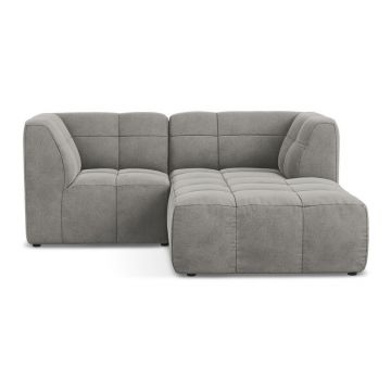 Colțar gri cu tapițerie din catifea (cu colț pe partea dreaptă/cu șezlong) Aloha – Makamii