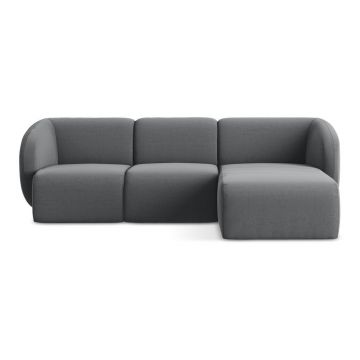 Colțar gri cu tapițerie din catifea (cu colț pe partea dreaptă/cu șezlong) Lani – Makamii