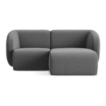 Colțar gri cu tapițerie din catifea (cu colț pe partea dreaptă/cu șezlong) Lani – Makamii