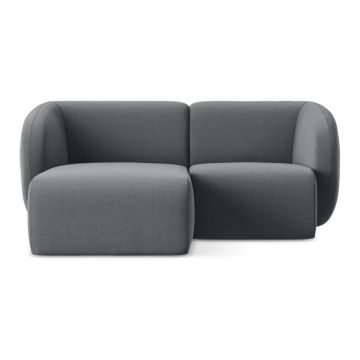 Colțar gri cu tapițerie din catifea (cu colț pe partea stângă/cu șezlong) Lani – Makamii