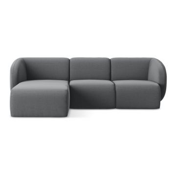 Colțar gri cu tapițerie din catifea (cu colț pe partea stângă/cu șezlong) Lani – Makamii