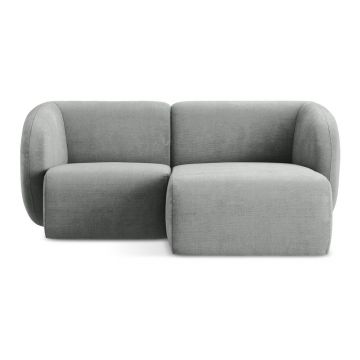 Colțar gri cu tapițerie din chenille (cu colț pe partea dreaptă/cu șezlong) Lani – Makamii