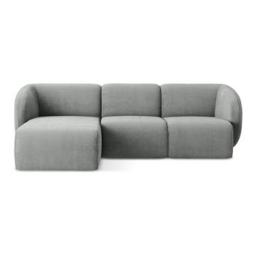 Colțar gri cu tapițerie din chenille (cu colț pe partea stângă/cu șezlong) Lani – Makamii