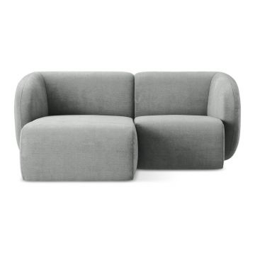 Colțar gri cu tapițerie din chenille (cu colț pe partea stângă/cu șezlong) Lani – Makamii