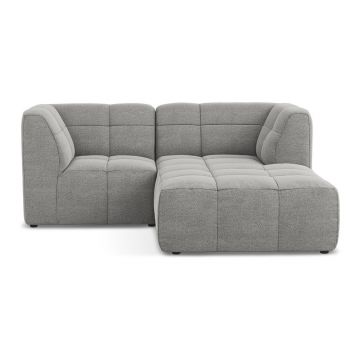 Colțar gri cu tapițerie din țesătură bouclé (cu colț pe partea dreaptă/cu șezlong) Aloha – Makamii