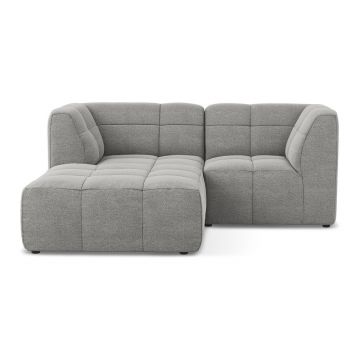 Colțar gri cu tapițerie din țesătură bouclé (cu colț pe partea stângă/cu șezlong) Aloha – Makamii