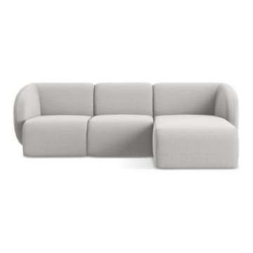 Colțar gri deschis cu tapițerie din catifea (cu colț pe partea dreaptă/cu șezlong) Lani – Makamii