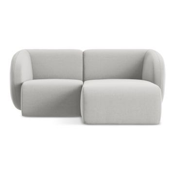 Colțar gri deschis cu tapițerie din catifea (cu colț pe partea dreaptă/cu șezlong) Lani – Makamii