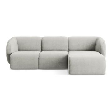 Colțar gri deschis cu tapițerie din chenille (cu colț pe partea dreaptă/cu șezlong) Lani – Makamii