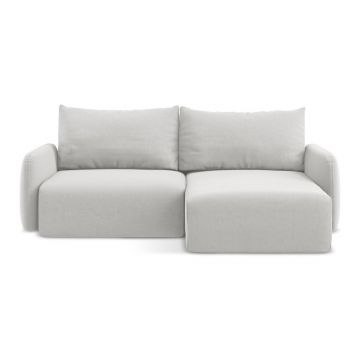 Colțar gri deschis extensibil/cu spațiu de depozitare cu tapițerie din catifea (cu colț pe partea dreaptă/cu șezlong) Kalena – Makamii