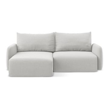 Colțar gri deschis extensibil/cu spațiu de depozitare cu tapițerie din catifea (cu colț pe partea stângă/cu șezlong) Kalena – Makamii