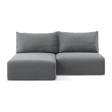 Colțar gri extensibil/cu spațiu de depozitare cu tapițerie din catifea (cu colț pe partea stângă/cu șezlong) Kalena – Makamii