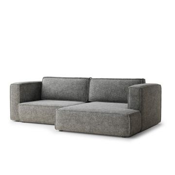 Colțar gri extensibil/cu spațiu de depozitare cu tapițerie din chenille (cu colț pe partea dreaptă/cu șezlong) Velto – Maison de Rêve