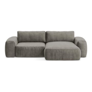 Colțar gri extensibil cu tapițerie din chenille (cu colț pe partea dreaptă/cu șezlong) Kuki – Makamii