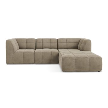 Colțar maro cu tapițerie din catifea (cu colț pe partea dreaptă/cu șezlong) Aloha – Makamii