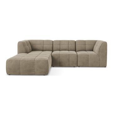 Colțar maro cu tapițerie din catifea (cu colț pe partea stângă/cu șezlong) Aloha – Makamii