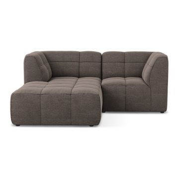 Colțar maro cu tapițerie din țesătură bouclé (cu colț pe partea stângă/cu șezlong) Aloha – Makamii