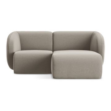 Colțar maro deschis cu tapițerie din catifea (cu colț pe partea dreaptă/cu șezlong) Lani – Makamii