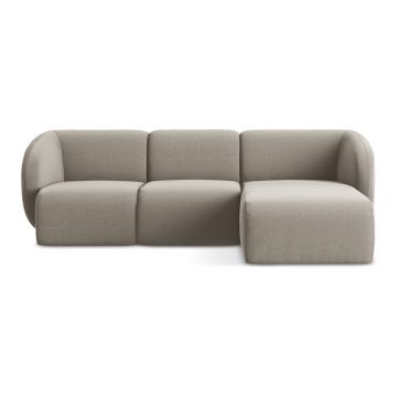 Colțar maro deschis cu tapițerie din catifea (cu colț pe partea dreaptă/cu șezlong) Lani – Makamii