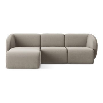 Colțar maro deschis cu tapițerie din catifea (cu colț pe partea stângă/cu șezlong) Lani – Makamii