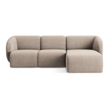 Colțar maro deschis cu tapițerie din chenille (cu colț pe partea dreaptă/cu șezlong) Lani – Makamii