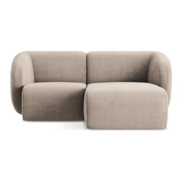 Colțar maro deschis cu tapițerie din chenille (cu colț pe partea dreaptă/cu șezlong) Lani – Makamii