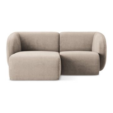 Colțar maro deschis cu tapițerie din chenille (cu colț pe partea stângă/cu șezlong) Lani – Makamii