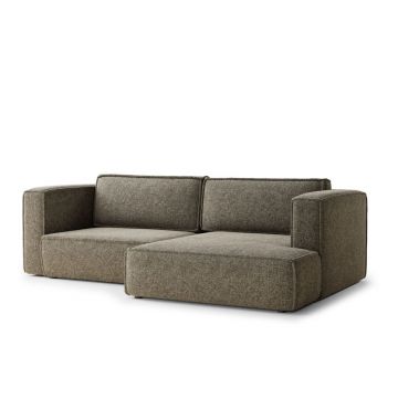 Colțar maro extensibil/cu spațiu de depozitare cu tapițerie din chenille (cu colț pe partea dreaptă/cu șezlong) Velto – Maison de Rêve