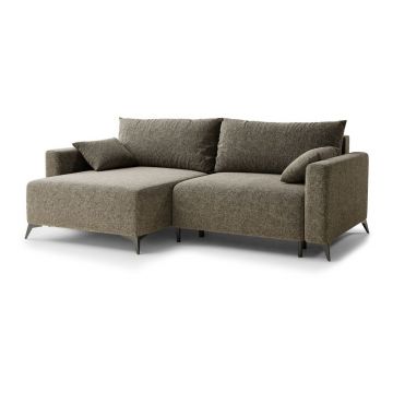 Colțar maro extensibil/cu spațiu de depozitare cu tapițerie din chenille (cu colț pe partea stângă/cu șezlong) Leon – Maison de Rêve