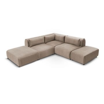 Colțar modular taupe cu tapițerie din catifea Jeanne – Bobochic Paris