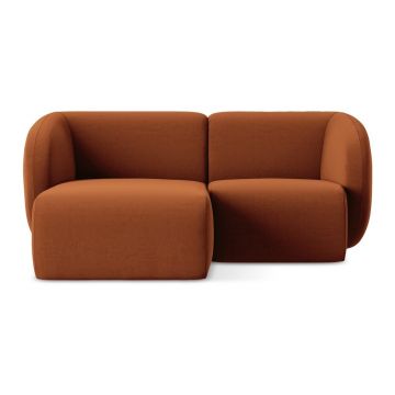 Colțar teracotă cu tapițerie din catifea (cu colț pe partea stângă/cu șezlong) Lani – Makamii