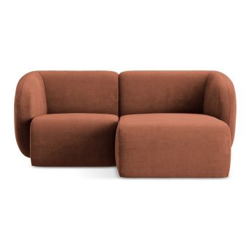 Colțar teracotă cu tapițerie din chenille (cu colț pe partea dreaptă/cu șezlong) Lani – Makamii