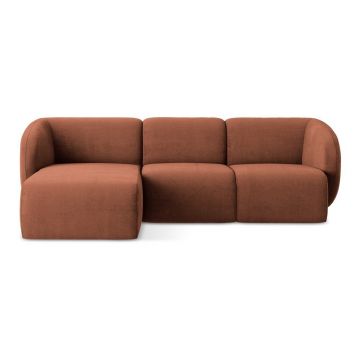 Colțar teracotă cu tapițerie din chenille (cu colț pe partea stângă/cu șezlong) Lani – Makamii