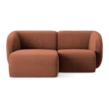 Colțar teracotă cu tapițerie din chenille (cu colț pe partea stângă/cu șezlong) Lani – Makamii