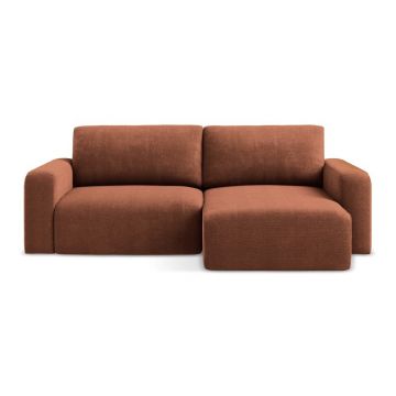 Colțar teracotă extensibil/cu spațiu de depozitare cu tapițerie din chenille (cu colț pe partea dreaptă/cu șezlong) Kona – Makamii