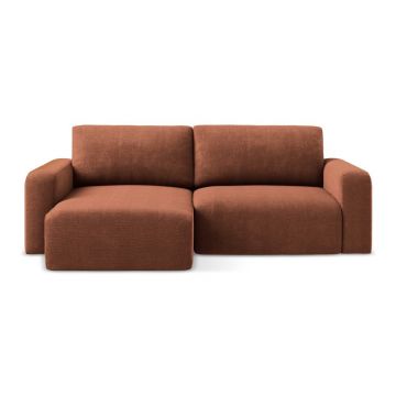 Colțar teracotă extensibil/cu spațiu de depozitare cu tapițerie din chenille (cu colț pe partea stângă/cu șezlong) Kona – Makamii