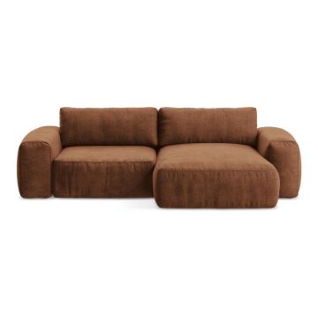 Colțar teracotă extensibil cu tapițerie din chenille (cu colț pe partea dreaptă/cu șezlong) Kuki – Makamii