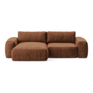 Colțar teracotă extensibil cu tapițerie din chenille (cu colț pe partea stângă/cu șezlong) Kuki – Makamii