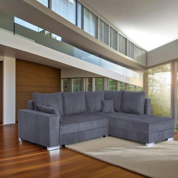 Colțar, textil, material pe bază de lemn, gri închis