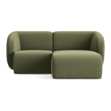 Colțar verde cu tapițerie din catifea (cu colț pe partea dreaptă/cu șezlong) Lani – Makamii