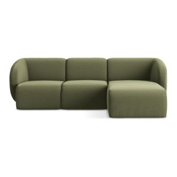 Colțar verde cu tapițerie din catifea (cu colț pe partea dreaptă/cu șezlong) Lani – Makamii