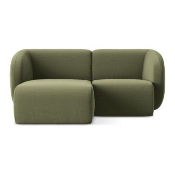 Colțar verde cu tapițerie din catifea (cu colț pe partea stângă/cu șezlong) Lani – Makamii