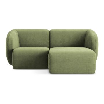 Colțar verde cu tapițerie din chenille (cu colț pe partea dreaptă/cu șezlong) Lani – Makamii