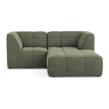 Colțar verde cu tapițerie din țesătură bouclé (cu colț pe partea dreaptă/cu șezlong) Aloha – Makamii