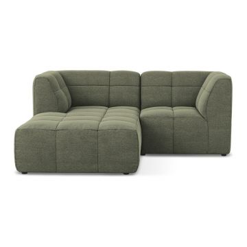 Colțar verde cu tapițerie din țesătură bouclé (cu colț pe partea stângă/cu șezlong) Aloha – Makamii