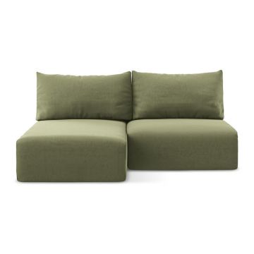 Colțar verde extensibil/cu spațiu de depozitare cu tapițerie din catifea (cu colț pe partea stângă/cu șezlong) Kalena – Makamii