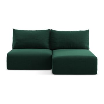 Colțar verde închis extensibil/cu spațiu de depozitare cu tapițerie din catifea (cu colț pe partea dreaptă/cu șezlong) Kalena – Makamii