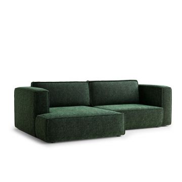 Colțar verde închis extensibil/cu spațiu de depozitare cu tapițerie din chenille (cu colț pe partea stângă/cu șezlong) Velto – Maison de Rêve