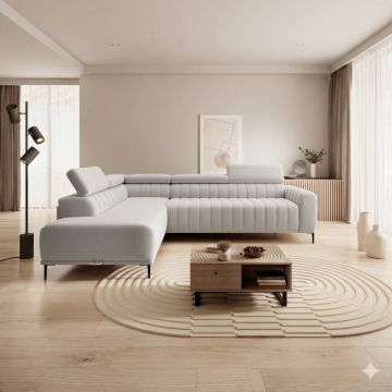 Coltar extensibil GANDI 120, 261X204X99 cm, cu lada depozitare si tetiere reglabile