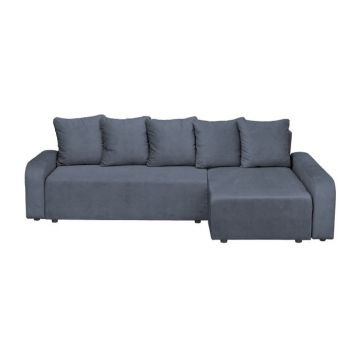 Coltar extensibil RIO, cu arcuri si lada depozitare, colt interschimbabil, albastru petrol, 235x140x83 cm